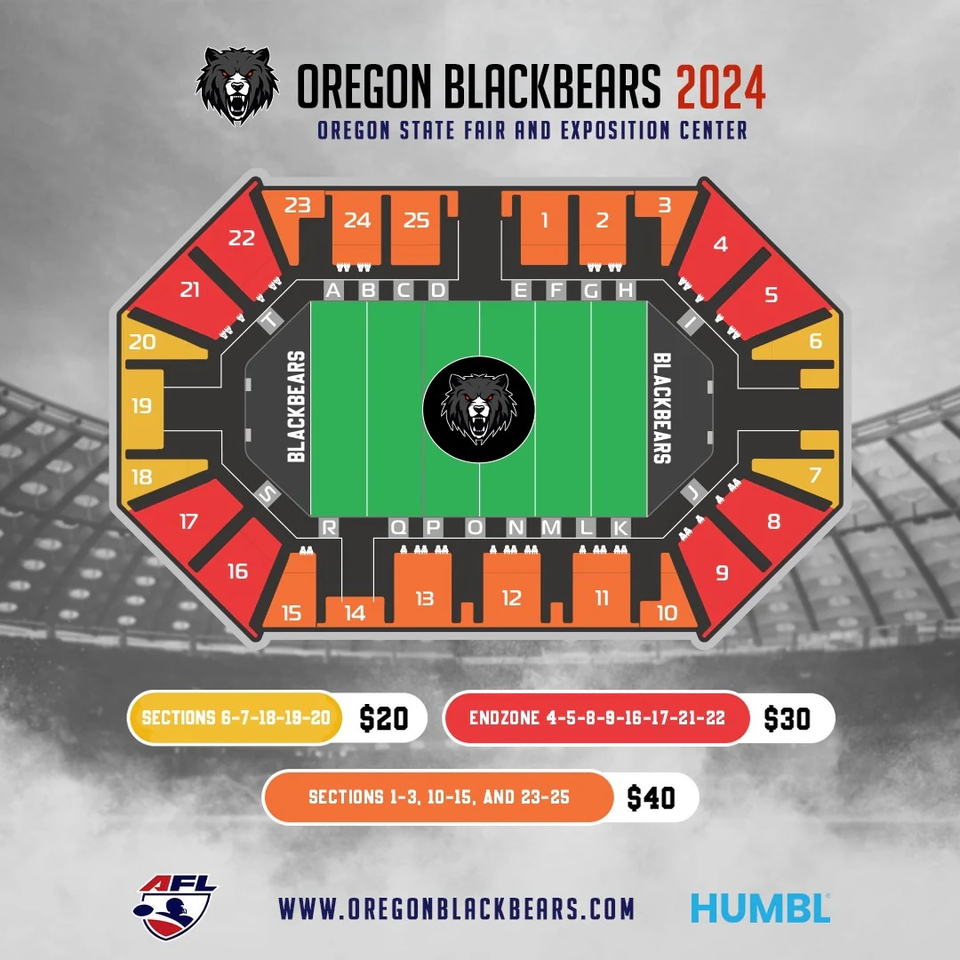 Game Moved To Washington On May 12th Oregon Black Bears Arena Football ...